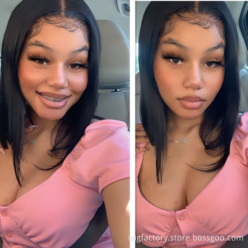 Wholesale bob wigs, 13x4 frontal glueless lace bob wigs pixie cut, Short straight human hair lace front bob wigs pixie cut